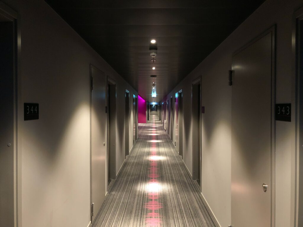A Hallway in Moxy Berlin Ostbahnhof Hotel