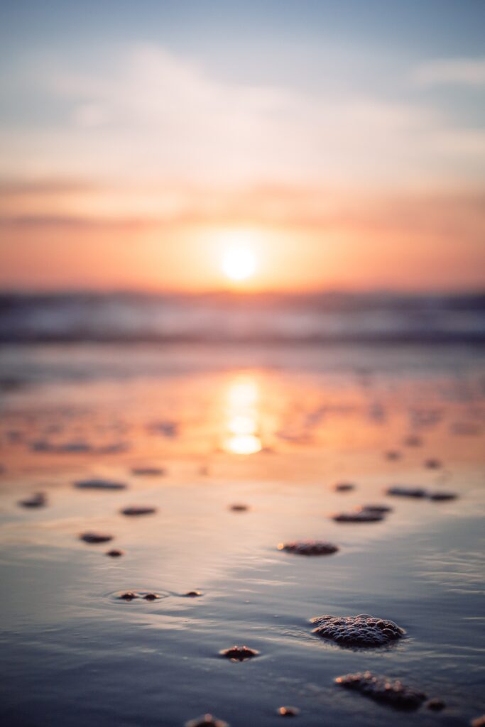 Sunset at Hug Point, Oregon.